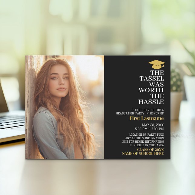 Tassel var värd Hassle - Photo - Grad Party Inbjudningar (Graduation Announcement and Invitation)