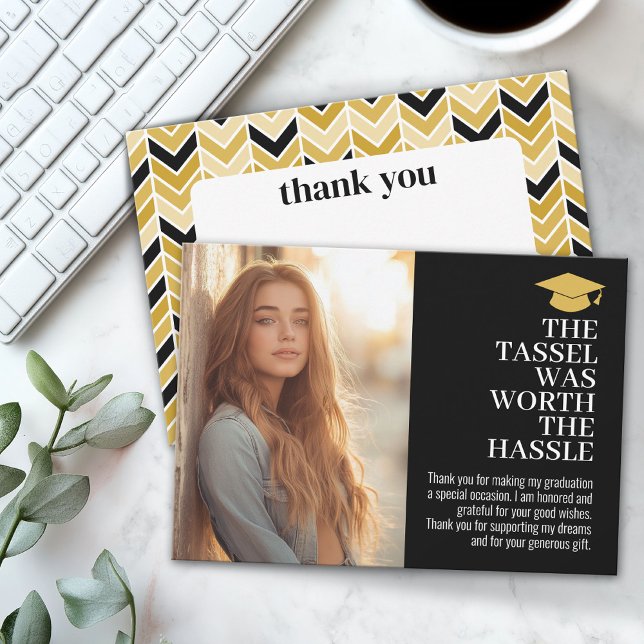 Tassel var värd Hassle - Photo Tack Kort (Custom Graduation Thank You Card with Photo)