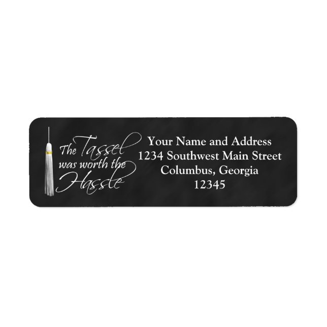 Tassel var värd Hassle Returadress Etikett (Framsidan)