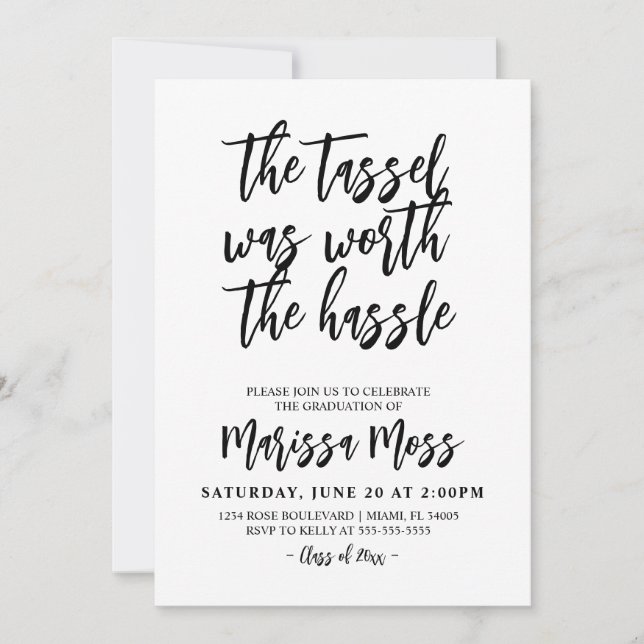 Tassel var värd Hassle Studenten Inbjudningar (Framsida)