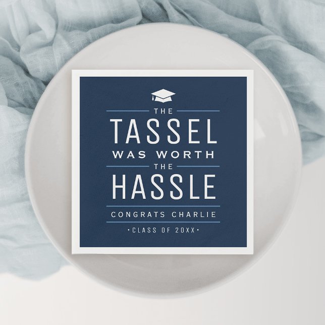 Tassel var värd hassle Studenten Pappersservett (Navy the tassel was worth the hassle Graduation Napkins)