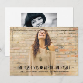 Tassel värd Hassle i Black Grad Announcement Inbjudningar