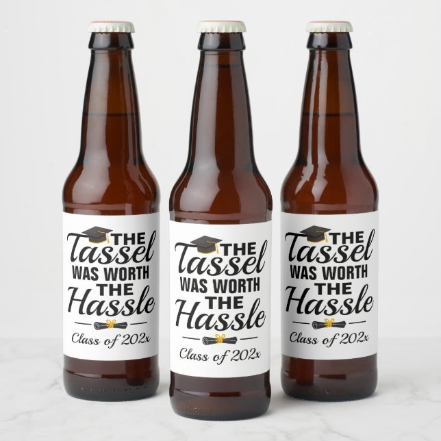 Tassel Worth Hassle Examen Öl Etikett (Flaskor)