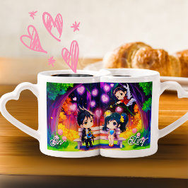 Tasses duo romantique Jin et Ling manga prénoms Parmuggar