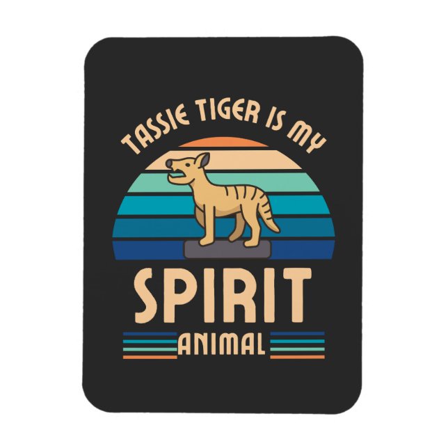 Tassie Tiger Thylacine Tasmanian Wolf Retro Magnet (Vertikal)