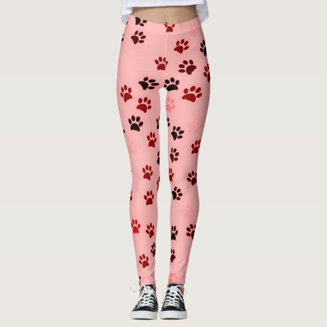 Tasstryckdamasker för hund älskare leggings (Framsida)