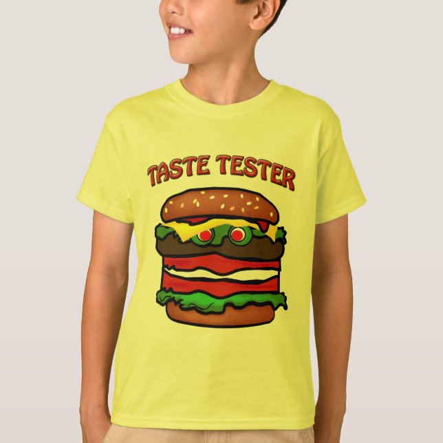 Taste Tester Hamburger Kids Gult T-shirt (Framsida)