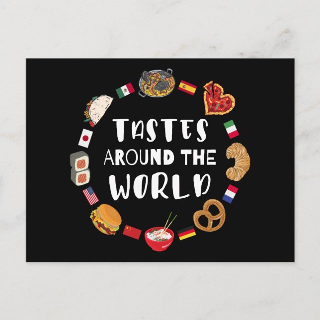 Tastes värld runt vykort (Framsida)