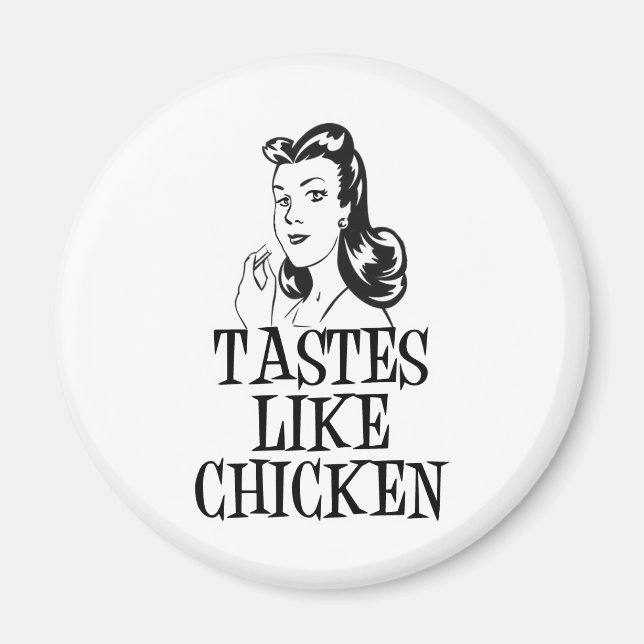 Tastor som Chicken Retro Dam Magnet (Framsidan)