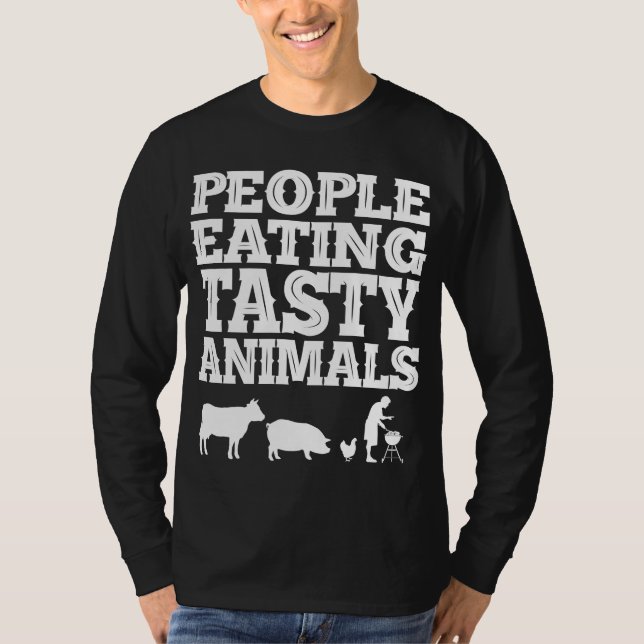 Tasty BBQ, People Eating Tasty Animals T-Shirt (Framsida)