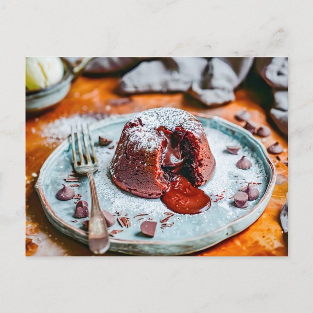 Tasty Chocolate Lava Cake Birthday Helg Vykort (Framsida)