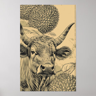 Tasty Durian-Flavated Jerky Packaging Illustration Poster