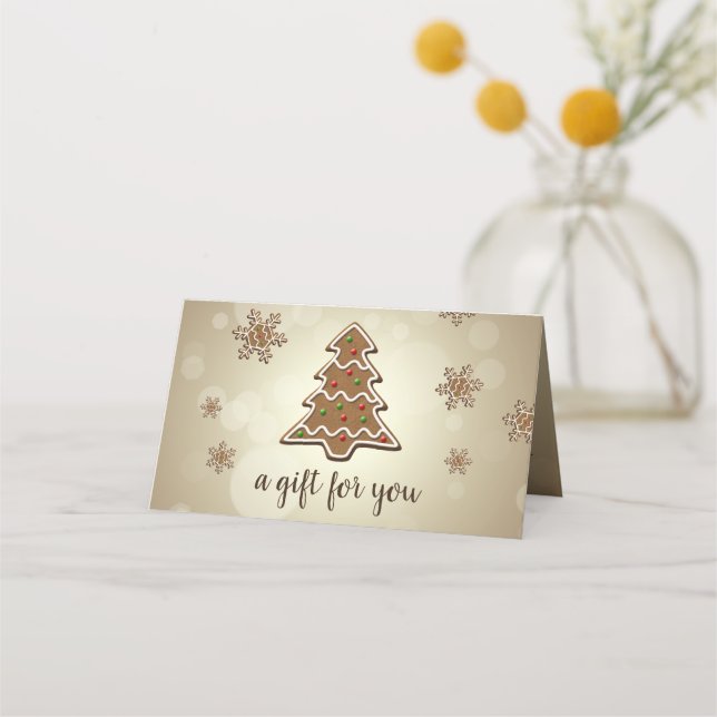 Tasty Gingerbröd Julgran Gift-kort Placeringskort (Framsida)