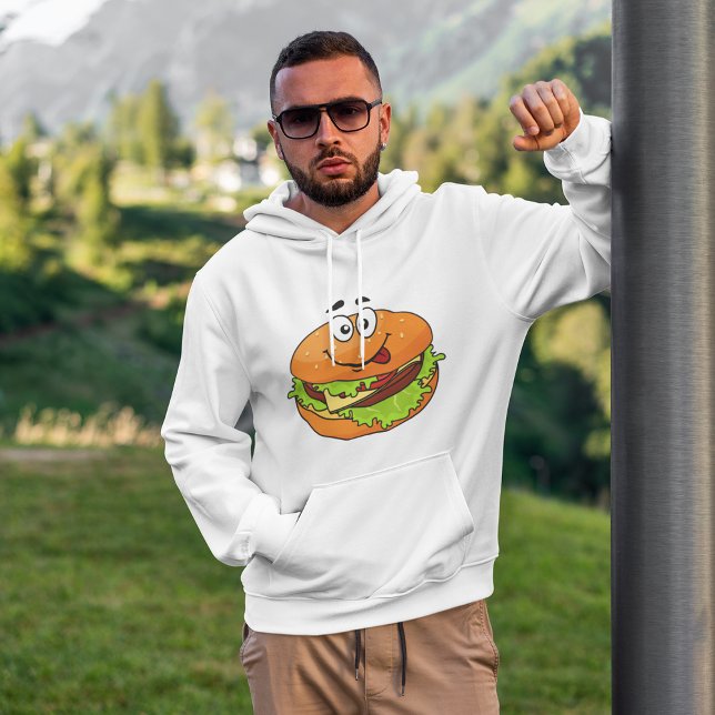 Tasty Hamburger med Ansikte Hoodie (Skapare uppladdad)