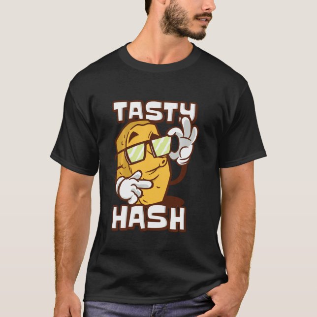 Tasty Hash  Breakfast Food Hash Brown T Shirt (Framsida)