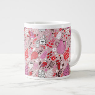 Tasty mönster med fåglar och blommor jumbo mugg