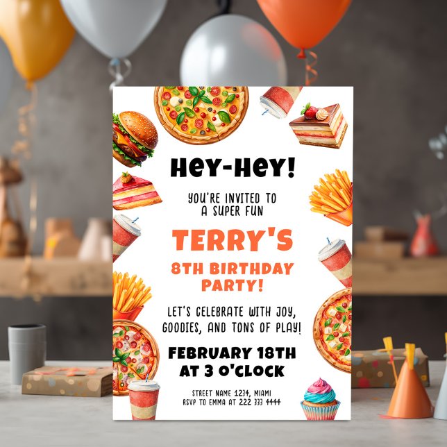 Tasty Pizza Party Birthday Inbjudningar (Skapare uppladdad)
