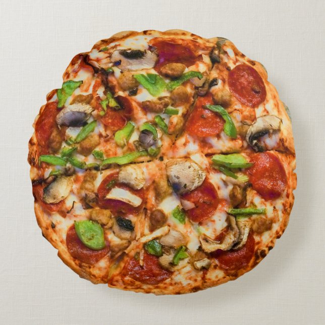 Tasty Pizza Pillow Rund Kudde (Framsidan)
