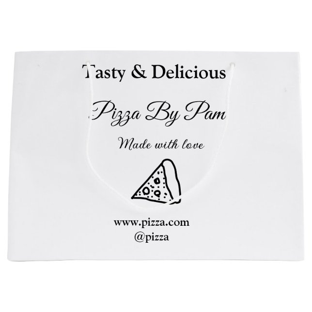 Tasty pizzarestaurangcafe tillverkad med kärlek ad (Framsidan)