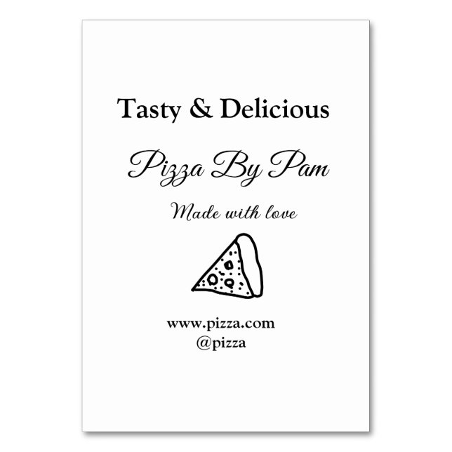 Tasty pizzarestaurangcafe tillverkad med kärlek ad bordsnummer (Framsidan)