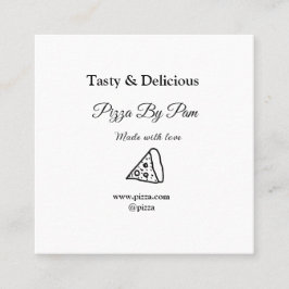 Tasty pizzarestaurangcafe tillverkad med kärlek ad fyrkantigt visitkort