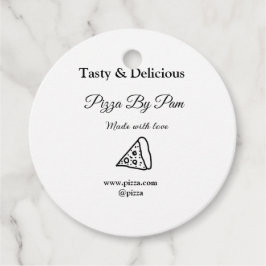 Tasty pizzarestaurangcafe tillverkad med kärlek ad gåvor etiketter