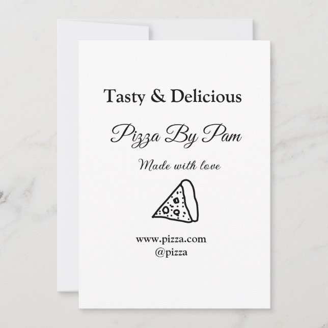 Tasty pizzarestaurangcafe tillverkad med kärlek ad inbjudningar (Framsida)