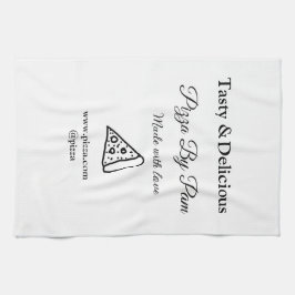 Tasty pizzarestaurangcafe tillverkad med kärlek ad kökshandduk