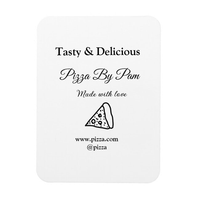 Tasty pizzarestaurangcafe tillverkad med kärlek ad magnet (Vertikal)