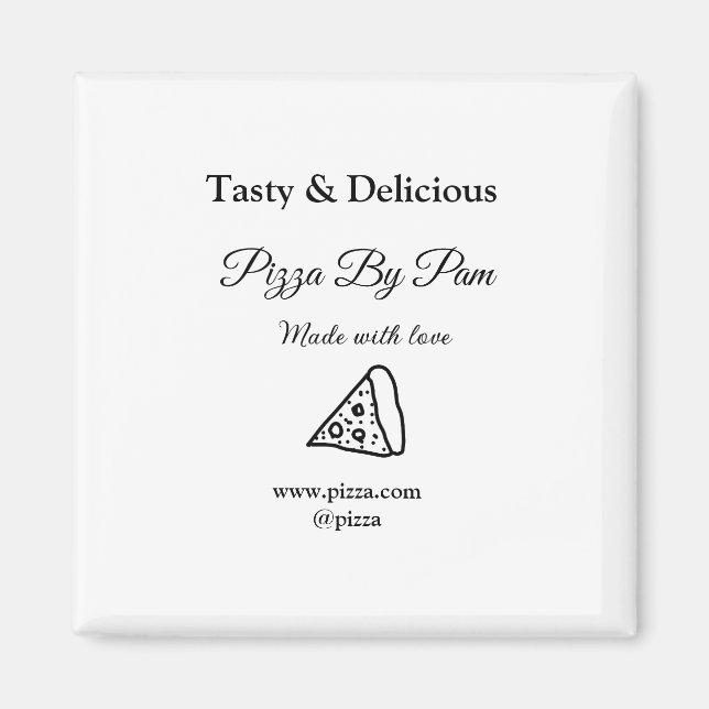 Tasty pizzarestaurangcafe tillverkad med kärlek ad magnet (Framsidan)