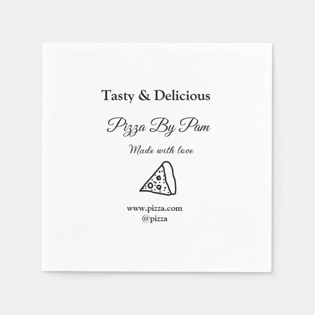Tasty pizzarestaurangcafe tillverkad med kärlek ad pappersservett (Framsidan)