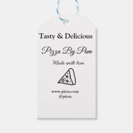 Tasty pizzarestaurangcafe tillverkad med kärlek ad presentetikett