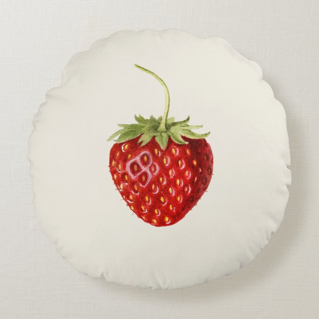 Tasty Red Strawberry (av Louis C.C. Krieger) Rund Kudde (Framsidan)