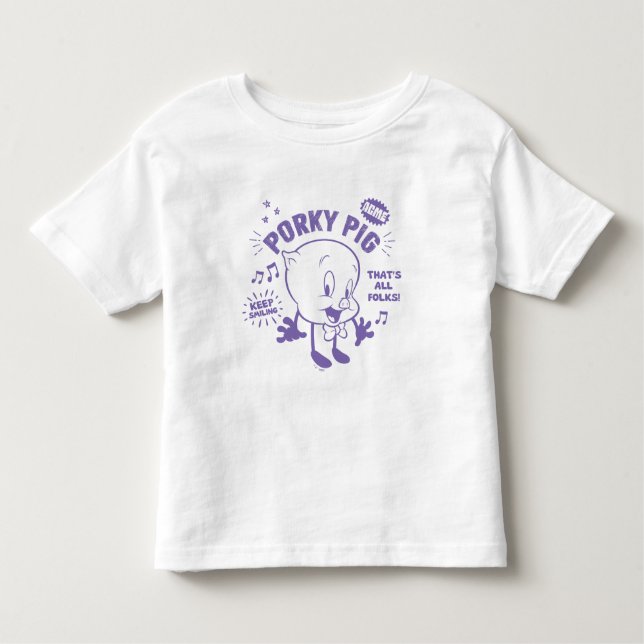 Tasty Retro Porky Gris T Shirt (Framsida)