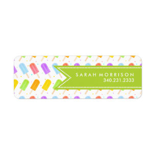 Tasty Summer Watercolor Popsicle Mönster Returadress Etikett