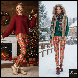 Tät orange-röd festlig Tartan-ruta Leggings