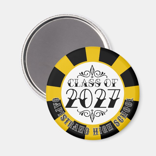 Tat-stil Grå Klass 2027 Examen Magnet (Front/Back)