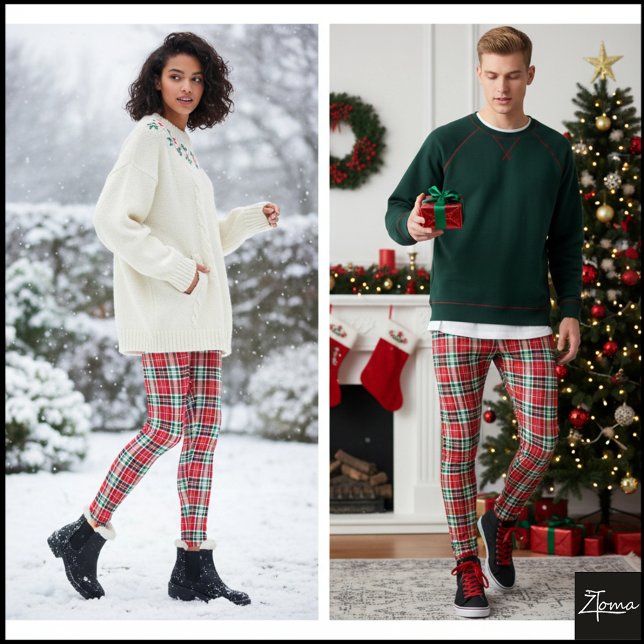Tät vävd julred grön rutig leggings (Skapare uppladdad)