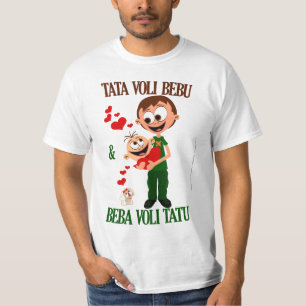 Tata älskar Bebu (Pappa älskar Bebis) vit Tröja