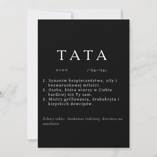 TATA Definition Black Fars dag / Birday Card Inbjudningar (Framsida)