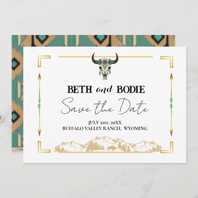 Tatanka Bison Yellowstone Ranch Spara datum Invi Inbjudningar (Fram/baksida)