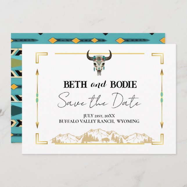 Tatanka Bison Yellowstone Ranch Spara datumet Inbjudningar (Fram/baksida)