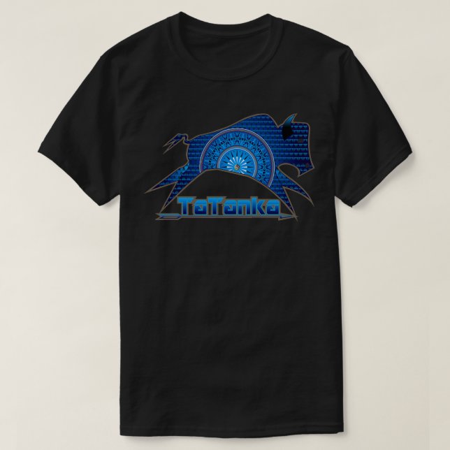 Tatanka Blue Native American Buffalo T Shirt (Design framsida)
