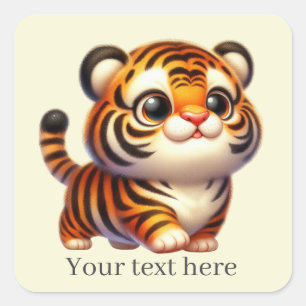 Tätaren Cute baby lägger till text Fyrkantstreck Fyrkantigt Klistermärke