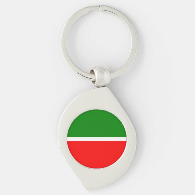 Tatarstan Swirl Silverfärgad Nyckelring (Framsidan)