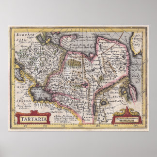 Tatary Antique Karta i Central- och Nordasien Poster