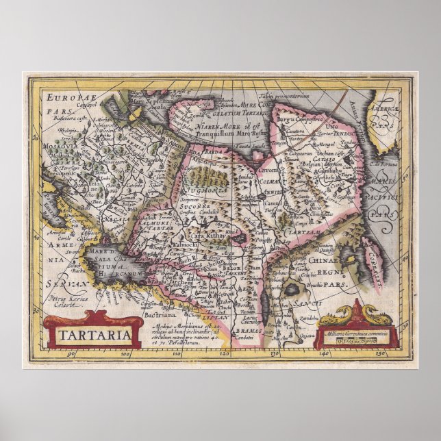 Tatary Antique Karta i Central- och Nordasien Poster (Framsidan)