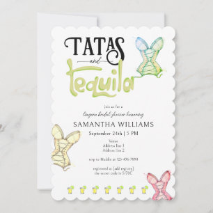 Tatas & Tequila Modern Möhippa Fiesta Party Inbjudningar