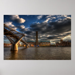 Tate Modern och Millennium Bridge Poster