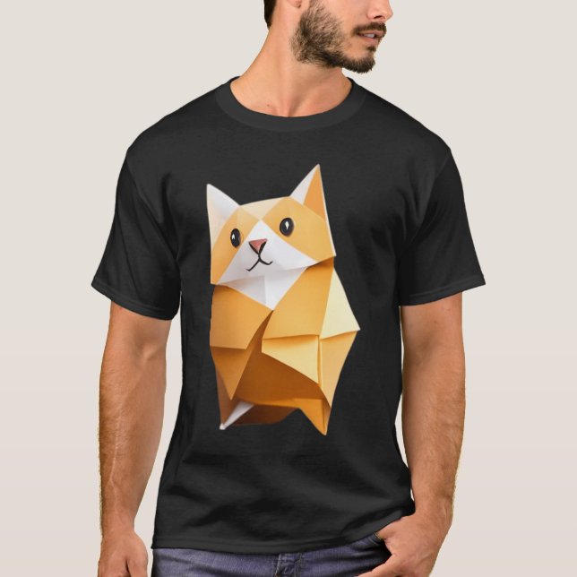 Tater Tot Orange Cat - Origami T Shirt (Framsida)
